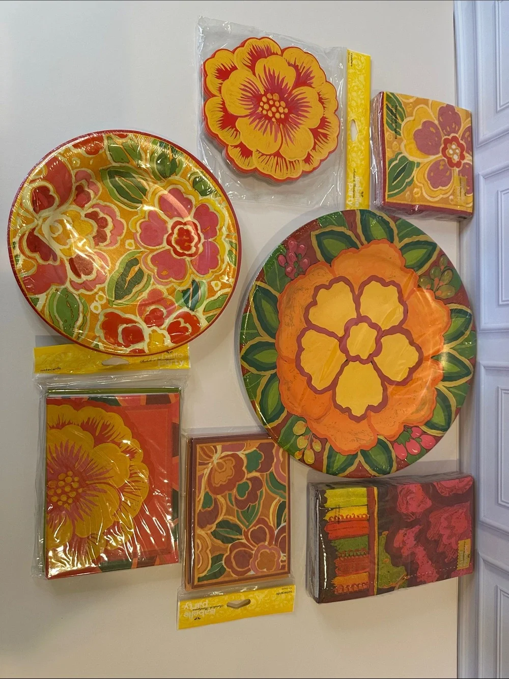 Isabelle Party Bright Floral Summer Party Set - Yellow, Orange, Green & Fushia